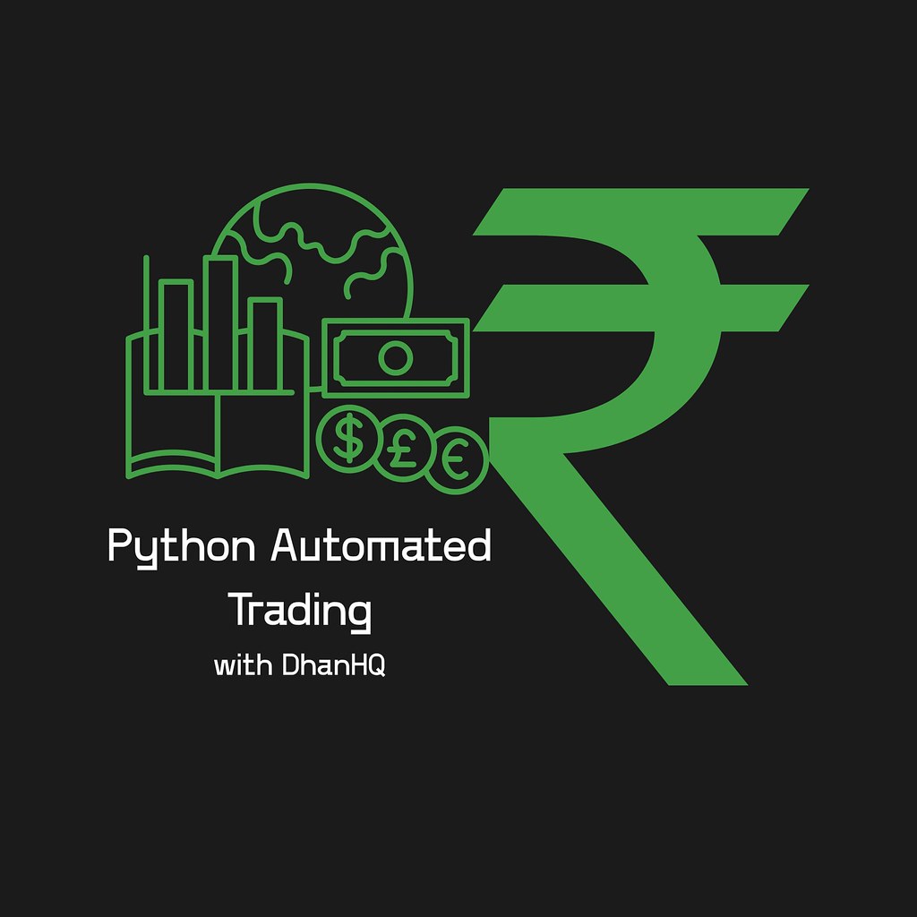 A stylised creative representing trading in Rupees using Python and DhanHQ